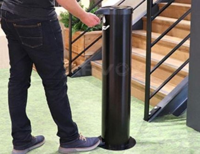 Foot pedal activated Sanitizer station, outdoor, 5L capacity black