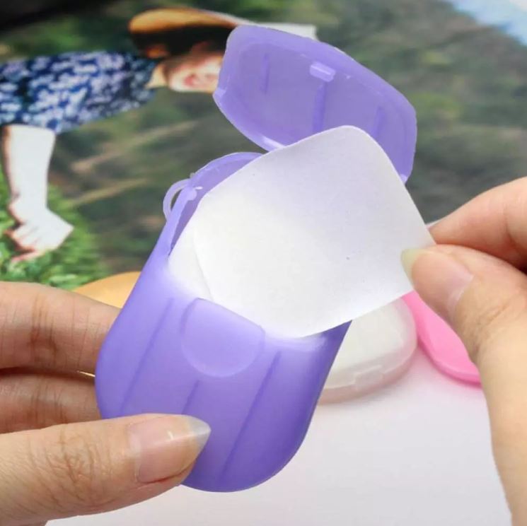 paper soap sheets - purple dispenser