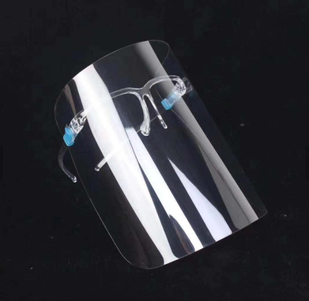 Clear face shield with glasses frame