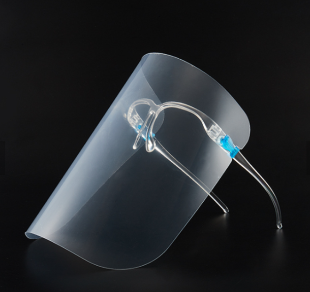 Clear face shield with glasses frame