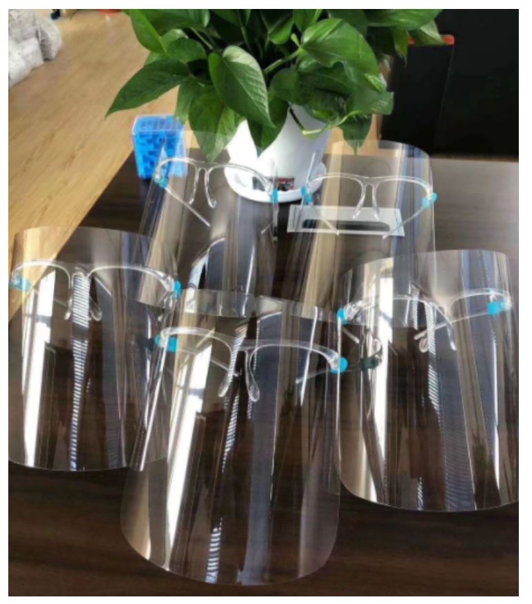 Clear face shield with glasses frame