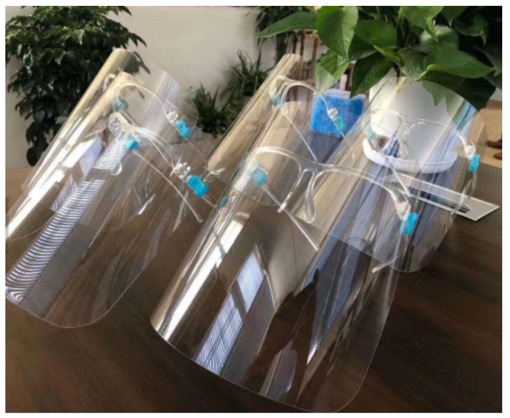 Clear face shield with glasses frame