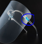 Blue peg for Clear face shield with glasses frame
