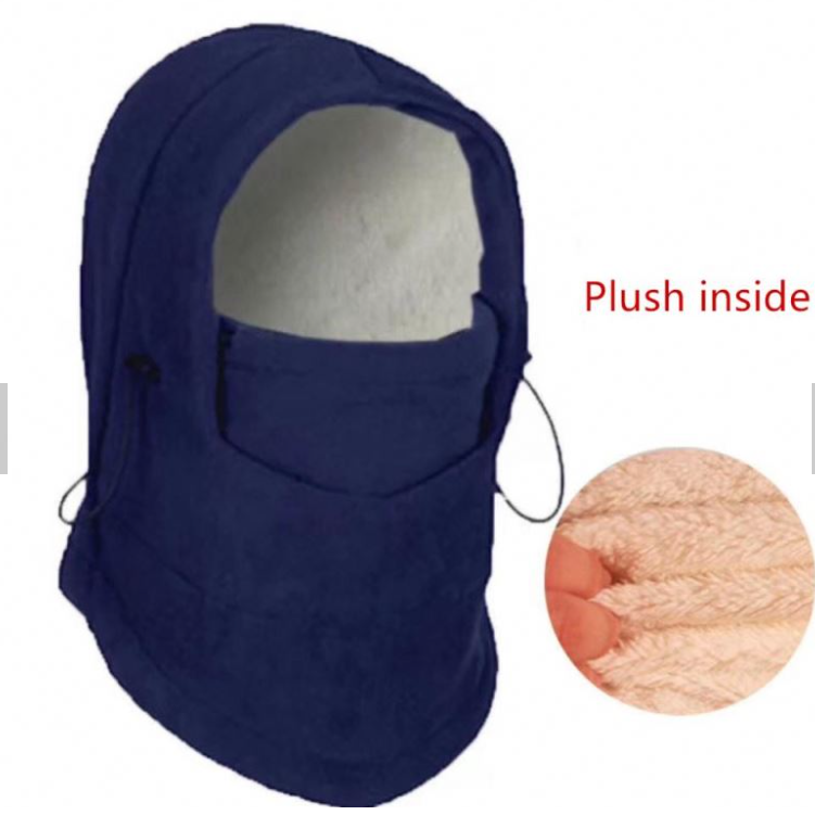 Thermal fleece hooded neck warmer blue